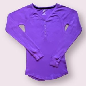 FINAL DROP - VGUC Purple long sleeve jersey with henley collar, lounge/pj (M)